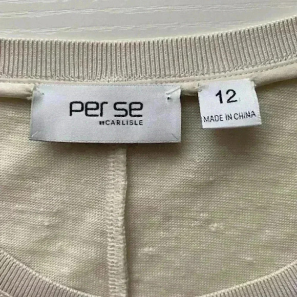 PER SE by Carlisle Women Linen Tunic Asymmetrical Sheer Hem Size 12 - Picture 5 of 12